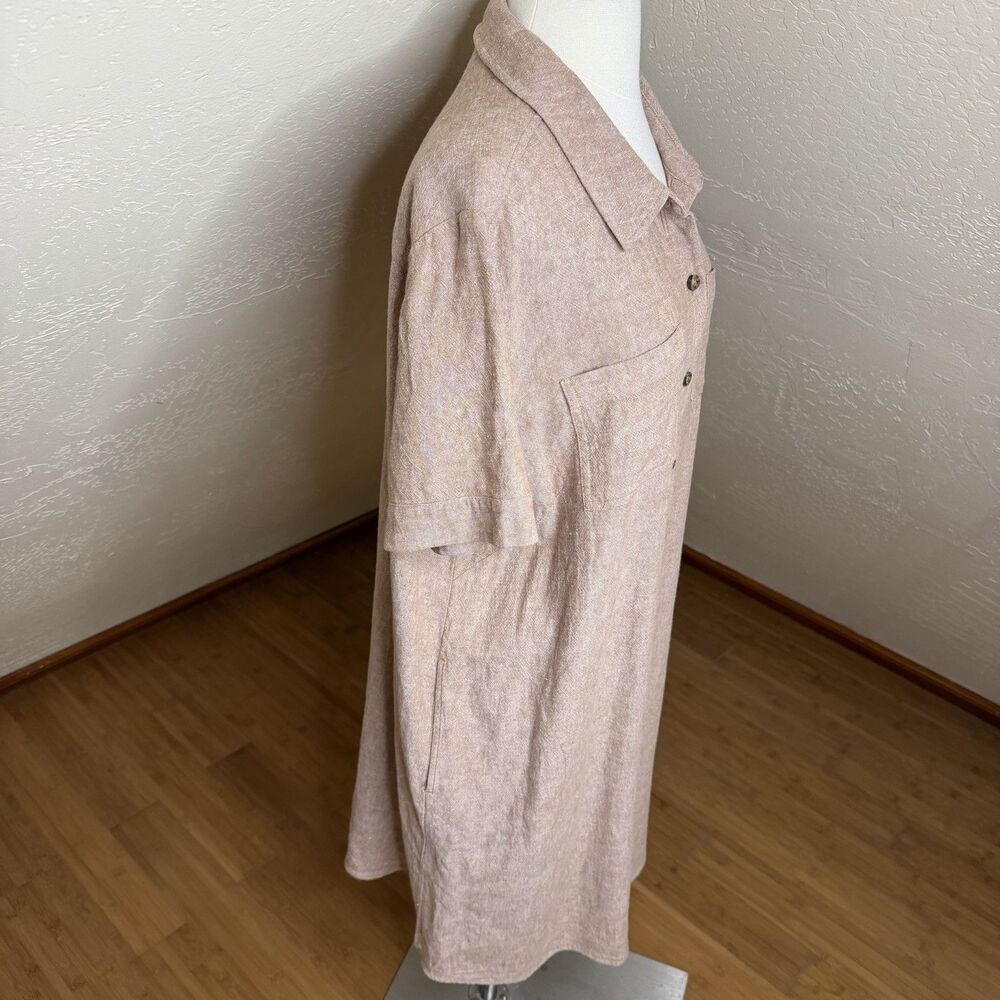 Susan Graver Linen Blend Shirt Dress Womens 1X Button Front Coastal Lagenlook - Picture 9 of 11